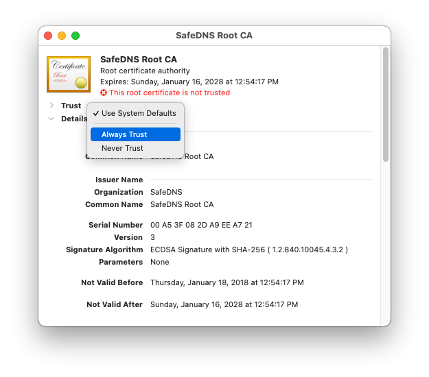 16.SafeDNS Root Certificate For HTTPS Pages.png